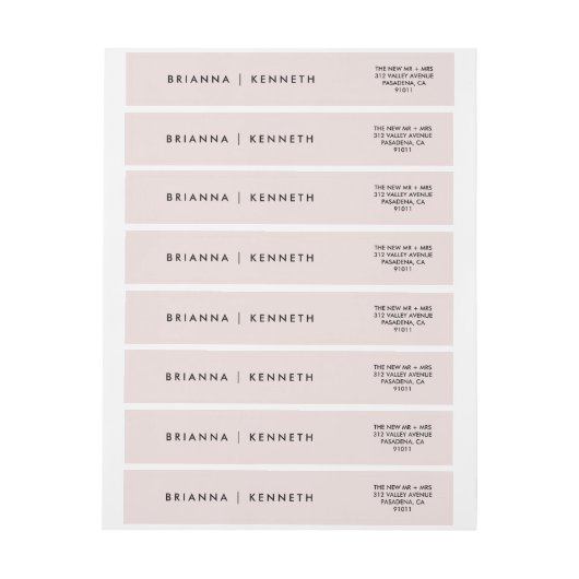 エレガントモダン弁輪ピンクとブラック結婚ズ ラップアラウンドラベル (シート)