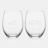 エレガントモダン彼+彼女のカップル' ステムなしワイングラス (正面)