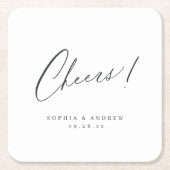 エレガントモダン応援のスクリプ結婚ト スクエアペーパーコースター (正面)