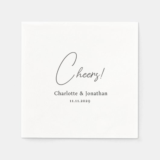 エレガントモダン応援のスクリプ結婚ト スタンダードカクテルナプキン (正面)