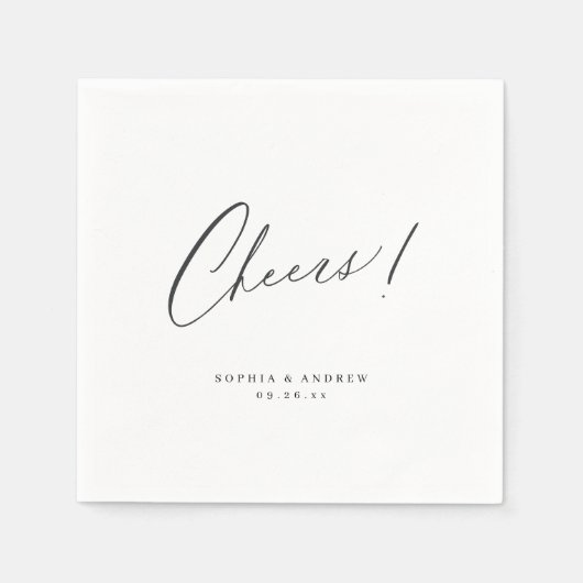 エレガントモダン応援のスクリプ結婚ト スタンダードカクテルナプキン (正面)