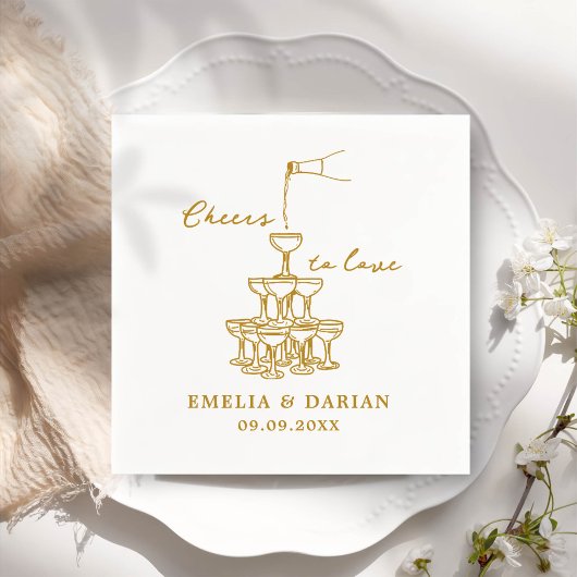 エレガントモダン応援を愛するミニマ結婚リスト スタンダードカクテルナプキン