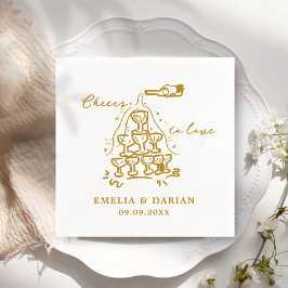 エレガントモダン応援を愛するミニマ結婚リスト スタンダードカクテルナプキン