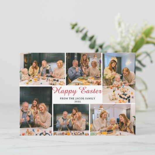 エレガントモダン恵みイースター家族6枚の写真 シーズンカード (スタンド正面)