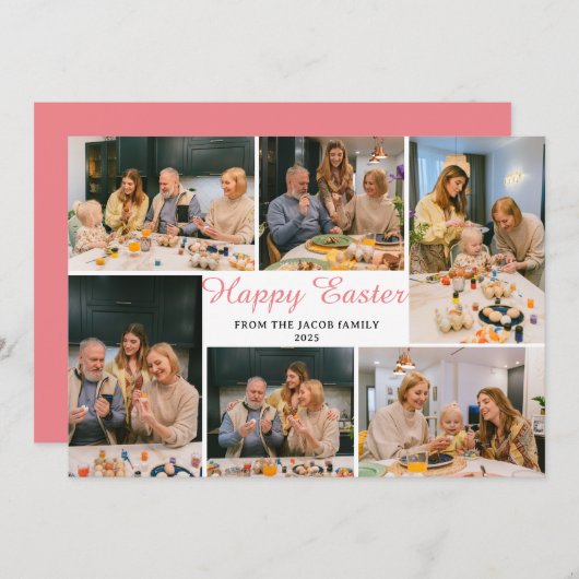 エレガントモダン恵みイースター家族6枚の写真 シーズンカード (正面/裏面)