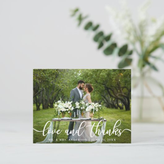 エレガントモダン愛と感謝してい |の結婚写真 ポストカード (スタンド正面)