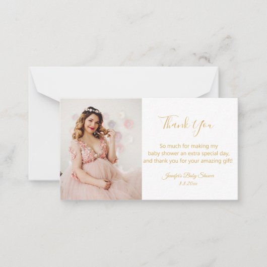 エレガントモダン感謝してい金ゴールドのシャワー写真 ノートカード (正面)