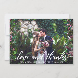 エレガントモダン感謝していScript Loveの結婚写真 サンキューカード