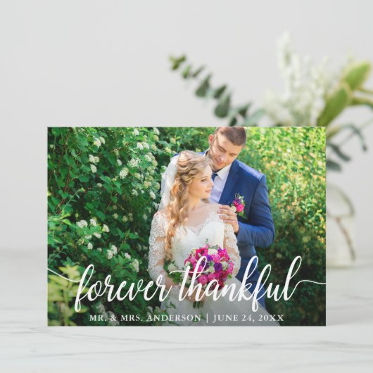 エレガントモダン感謝の言葉を結婚書く サンキューカード (スタンド正面)