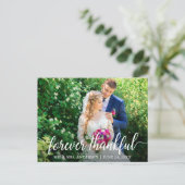 エレガントモダン感謝の言葉を結婚書く ポストカード (スタンド正面)