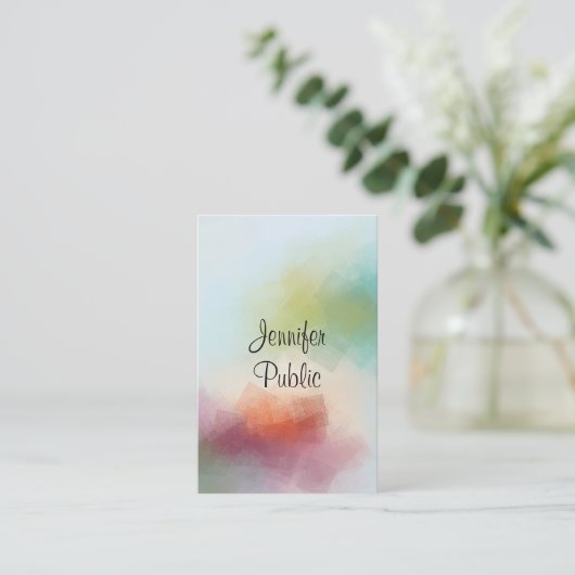 エレガントモダン抽象芸術アート垂直タイポグラフィ 名刺 (スタンド正面)