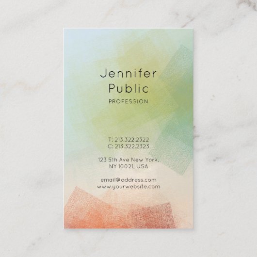 エレガントモダン抽象芸術アート垂直タイポグラフィ 名刺 (裏面)