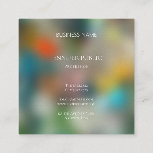 エレガントモダン抽象芸術プロフェッショナルテンプレート スクエア名刺 (裏面)
