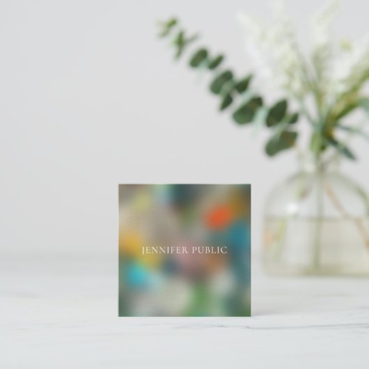 エレガントモダン抽象芸術プロフェッショナルテンプレート スクエア名刺 (スタンド正面)