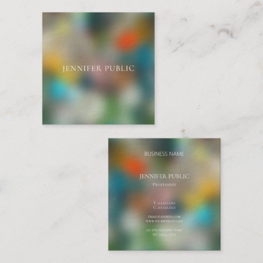 エレガントモダン抽象芸術プロフェッショナルテンプレート スクエア名刺 (正面/裏面)