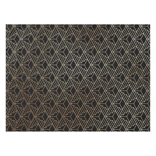 エレガントモダン抽象芸術金ゴールドアールデコパターン | テーブルクロス (正面(横))