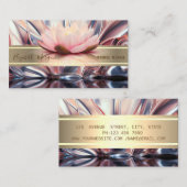 エレガントモダン抽象芸術、金ゴールドストライプ、ロータス 名刺 (正面/裏面)