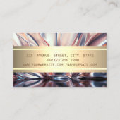 エレガントモダン抽象芸術、金ゴールドストライプ、ロータス 名刺 (裏面)