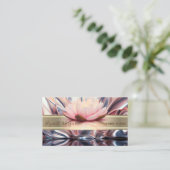 エレガントモダン抽象芸術、金ゴールドストライプ、ロータス 名刺 (スタンド正面)