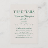 エレガントモダン招待状の結婚詳細 エンクロージャーカード (正面)