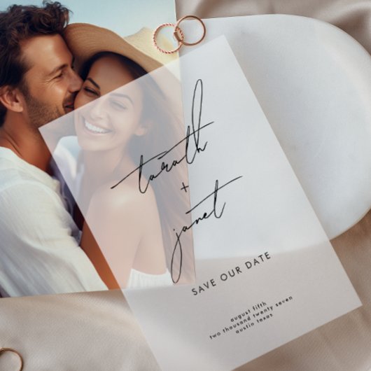 エレガントモダン救名 ベラム紙招待状