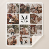 エレガントモダン数々のPhoto Collage白黒 シェルパブランケット (正面)