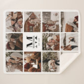 エレガントモダン数々のPhoto Collage白黒 シェルパブランケット (正面(横))