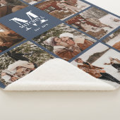 エレガントモダン数々のPhoto Collage Navy Blue シェルパブランケット (3/4)