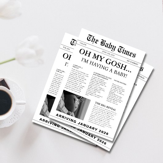 エレガントモダン新聞の赤ちゃん 招待状