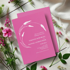 エレガントモダン明るい赤紫色結婚ピンク 招待状