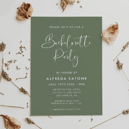 エレガントモダン暗いセージ緑バチェロレッテ 招待状