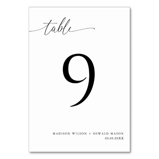 エレガントモダン書結婚の9 テーブルナンバー (正面)