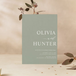 エレガントモダン書Sage Green結婚's 招待状