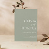 エレガントモダン書Sage Green結婚's 招待状