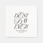 エレガントモダン最高の日を超えた書道結婚の日 スタンダードカクテルナプキン (正面)