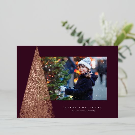 エレガントモダン木の梅1枚の写真 箔シーズンカード (立ち正面)