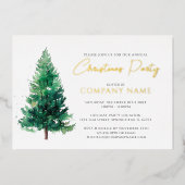 エレガントモダン木企業のパーティー 箔招待状 (正面)