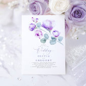 エレガントモダン植物紫フローラ結婚ズ 招待状