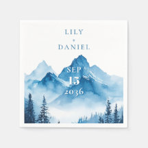 エレガントモダン水彩青結婚山