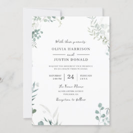 エレガントモダン水結婚色 招待状