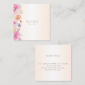 エレガントモダン水色の花 スクエア名刺 (正面/裏面)