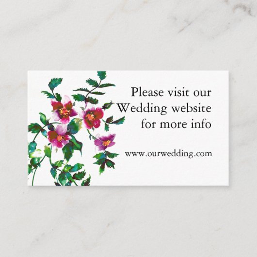 エレガントモダン水色ダークピンク野花 エンクロージャーカード (正面)