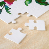 エレガントモダン水色ダークピンク野花 ジグソーパズル (側面)