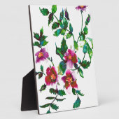 エレガントモダン水色ダークピンク野花 フォトプラーク (側面)