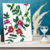 エレガントモダン水色ダークピンク野花 フォトプラーク (側面)