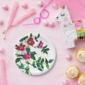 エレガントモダン水色ダークピンク野花 ペーパープレート (パーティー)