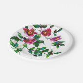 エレガントモダン水色ダークピンク野花 ペーパープレート (アングル)