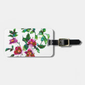 エレガントモダン水色ダークピンク野花 ラゲッジタグ (正面横)