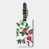 エレガントモダン水色ダークピンク野花 ラゲッジタグ (正面縦)
