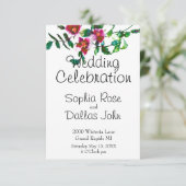 エレガントモダン水色ダークピンク野花 招待状 (スタンド正面)